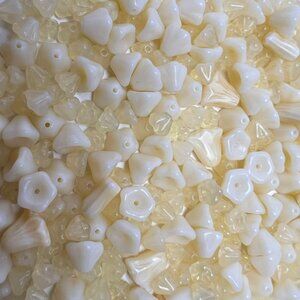 280+ Czech Flowers Glass Bead Mix Cream Jewelry Making Supplies